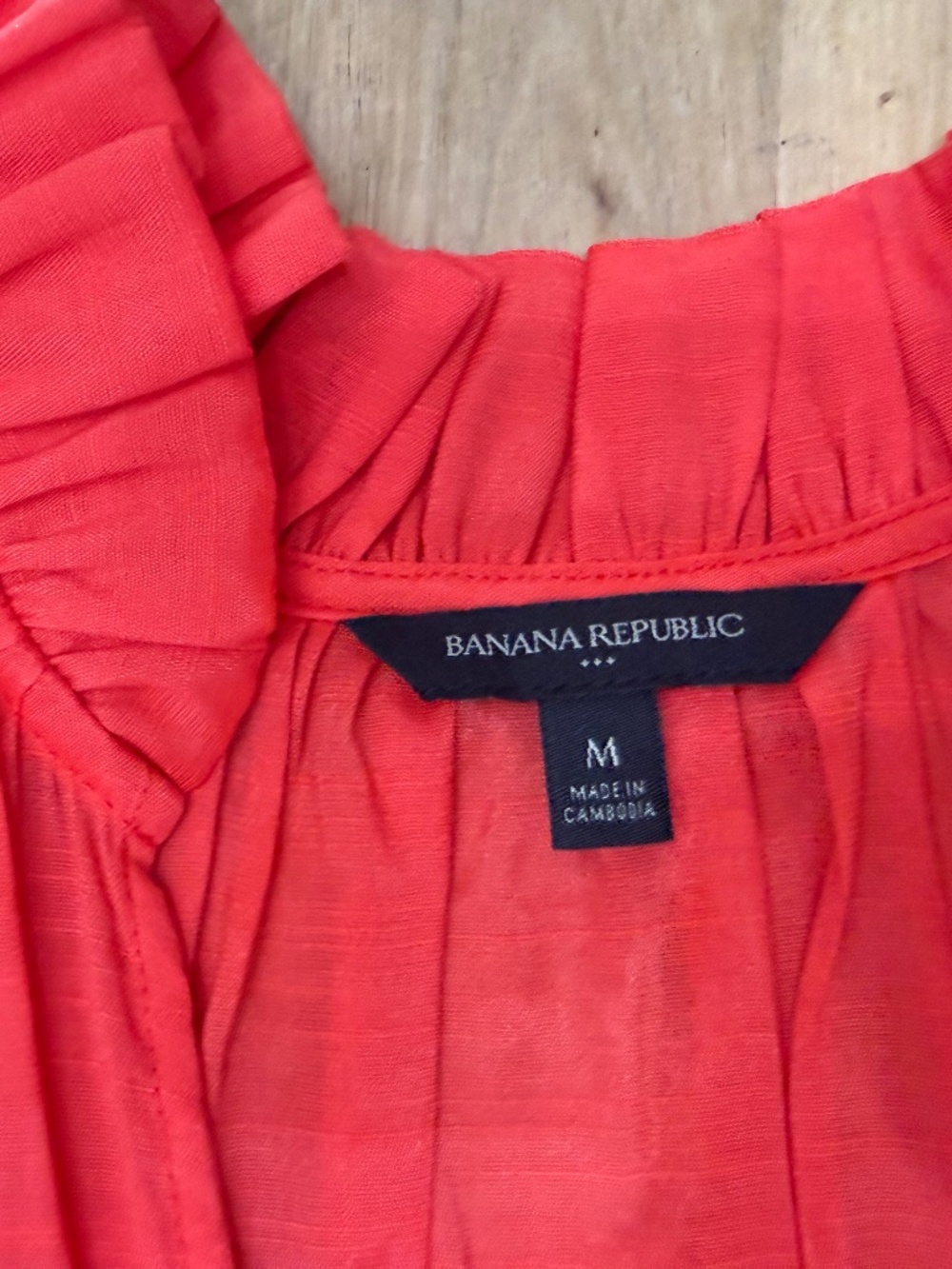 Banana Republic Coral Ruffle neck top